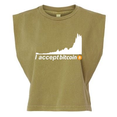 I Accept Bitcoin Crypto Currency Garment-Dyed Women's Muscle Tee