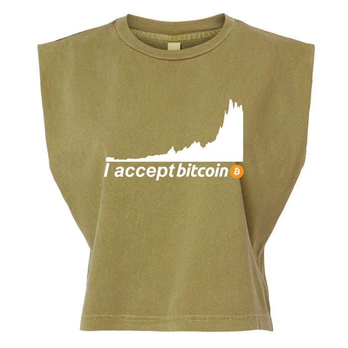 I Accept Bitcoin Crypto Currency Garment-Dyed Women's Muscle Tee