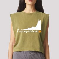 I Accept Bitcoin Crypto Currency Garment-Dyed Women's Muscle Tee