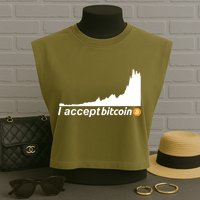I Accept Bitcoin Crypto Currency Garment-Dyed Women's Muscle Tee