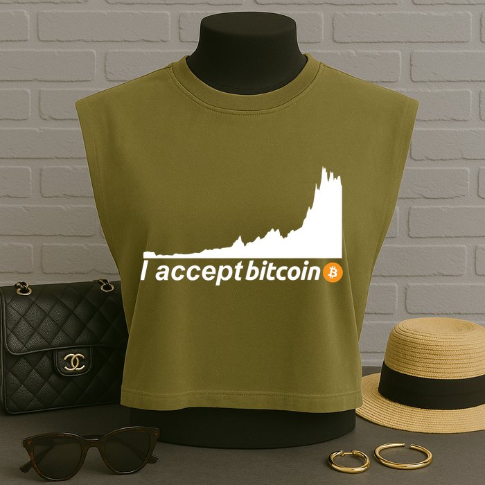 I Accept Bitcoin Crypto Currency Garment-Dyed Women's Muscle Tee