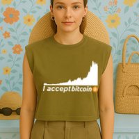 I Accept Bitcoin Crypto Currency Garment-Dyed Women's Muscle Tee