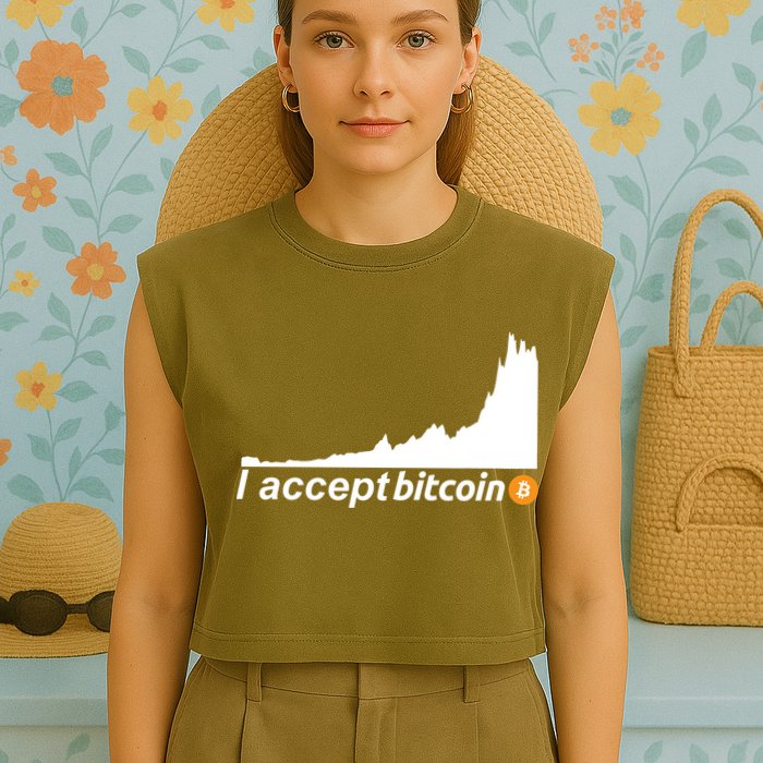 I Accept Bitcoin Crypto Currency Garment-Dyed Women's Muscle Tee