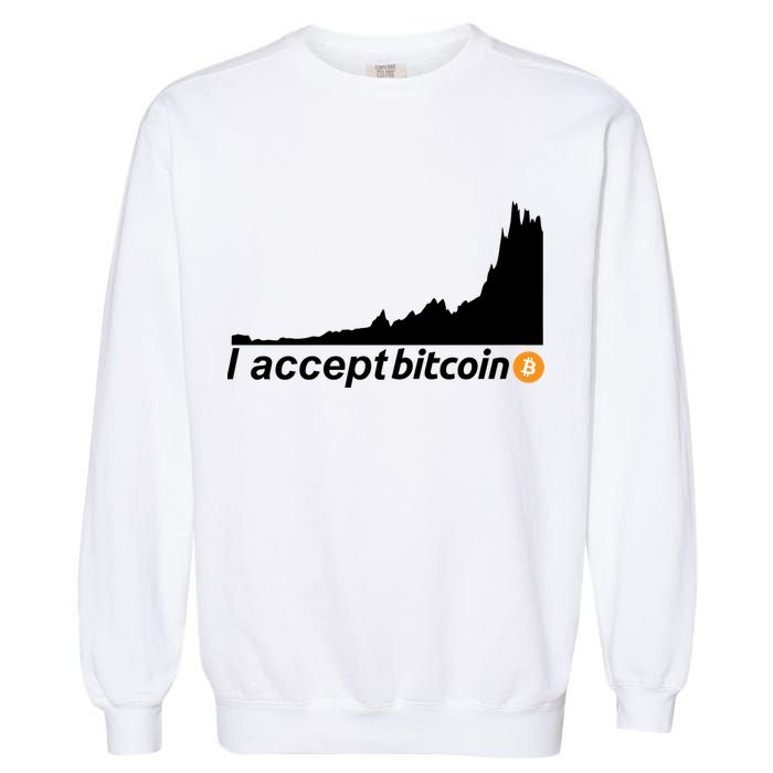 I Accept Bitcoin Crypto Currency Garment-Dyed Sweatshirt