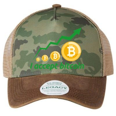 I Accept Bitcoin Graph Logo Legacy Tie Dye Trucker Hat