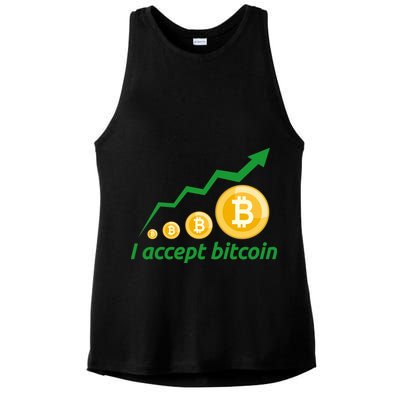 I Accept Bitcoin Graph Logo Ladies PosiCharge Tri-Blend Wicking Tank