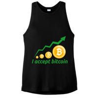 I Accept Bitcoin Graph Logo Ladies PosiCharge Tri-Blend Wicking Tank