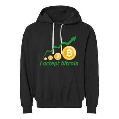 I Accept Bitcoin Graph Logo Garment-Dyed Fleece Hoodie