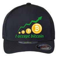 I Accept Bitcoin Graph Logo Flexfit Unipanel Trucker Cap