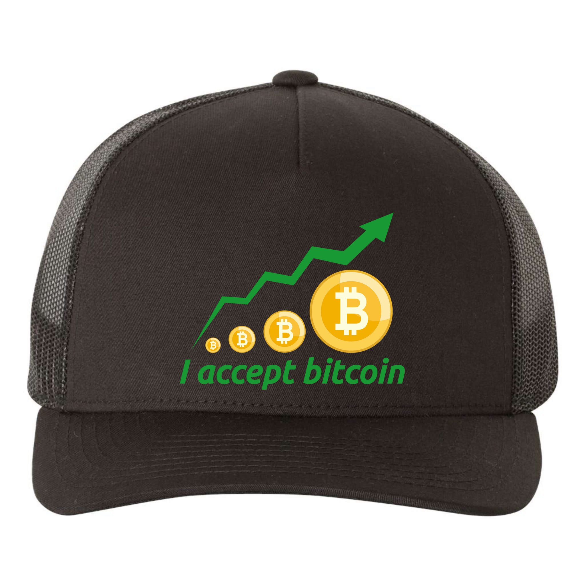 I Accept Bitcoin Graph Logo Yupoong Adult 5-Panel Trucker Hat