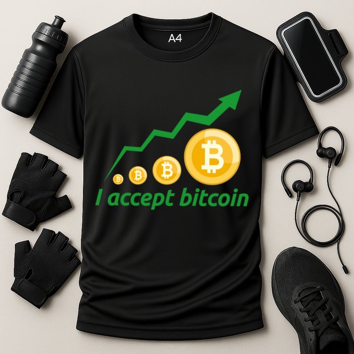 I Accept Bitcoin Graph Logo Performance Shirt