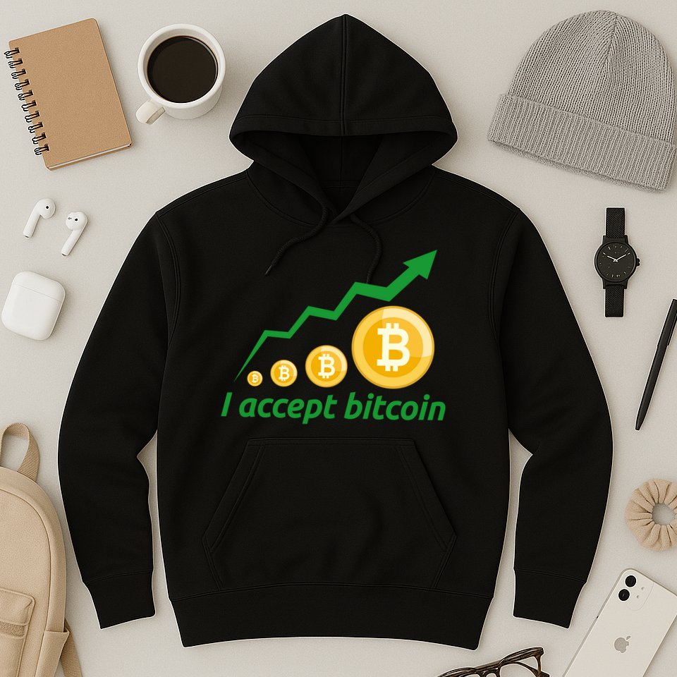 I Accept Bitcoin Graph Logo Hoodie