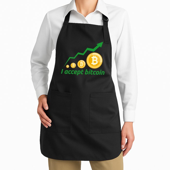 I Accept Bitcoin Graph Logo Apron