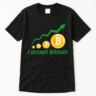 I Accept Bitcoin Graph Logo Tall T-Shirt