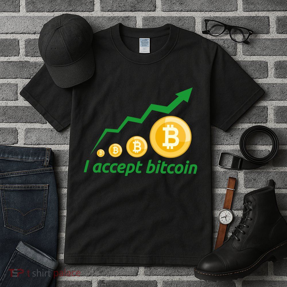 I Accept Bitcoin Graph Logo Tall T-Shirt
