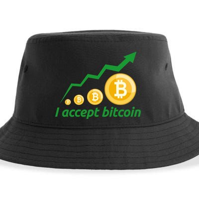I Accept Bitcoin Graph Logo Sustainable Bucket Hat