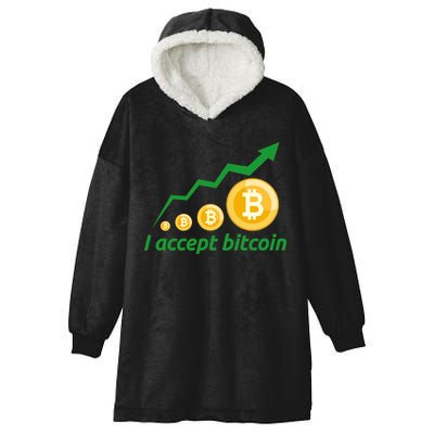I Accept Bitcoin Graph Logo Hooded Wearable Blanket
