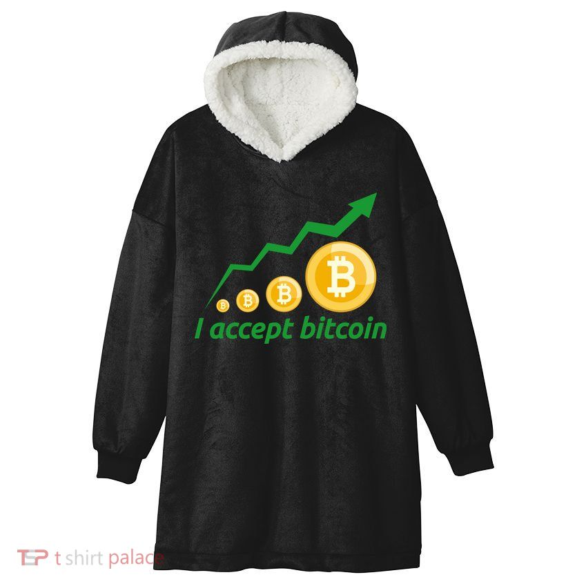I Accept Bitcoin Graph Logo Hooded Wearable Blanket