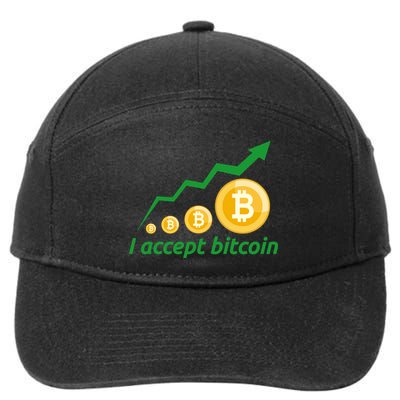 I Accept Bitcoin Graph Logo 7-Panel Snapback Hat