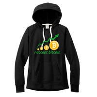 I Accept Bitcoin Graph Logo Women's Fleece Hoodie