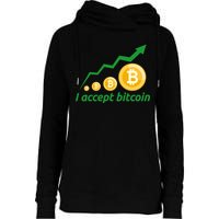 I Accept Bitcoin Graph Logo Womens Funnel Neck Pullover Hood