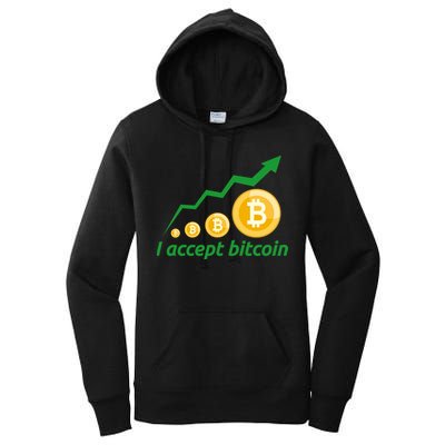 I Accept Bitcoin Graph Logo Women's Pullover Hoodie