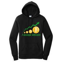 I Accept Bitcoin Graph Logo Women's Pullover Hoodie