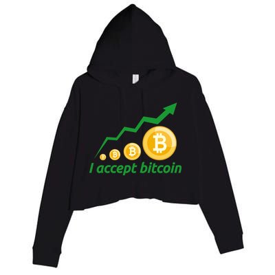 I Accept Bitcoin Graph Logo Crop Fleece Hoodie