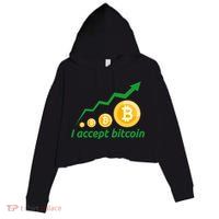I Accept Bitcoin Graph Logo Crop Fleece Hoodie