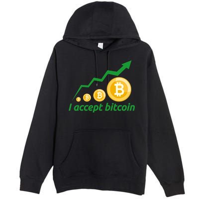 I Accept Bitcoin Graph Logo Premium Pullover Hoodie