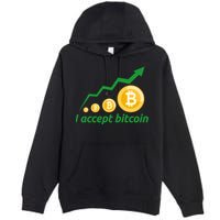 I Accept Bitcoin Graph Logo Premium Pullover Hoodie