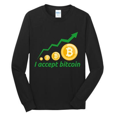 I Accept Bitcoin Graph Logo Tall Long Sleeve T-Shirt