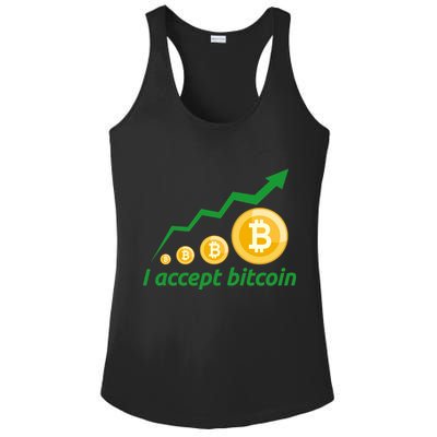 I Accept Bitcoin Graph Logo Ladies PosiCharge Competitor Racerback Tank