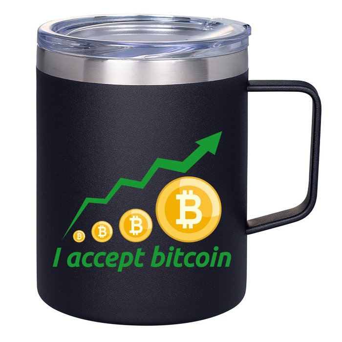 I Accept Bitcoin Graph Logo 12oz Stainless Steel Coffee Mug