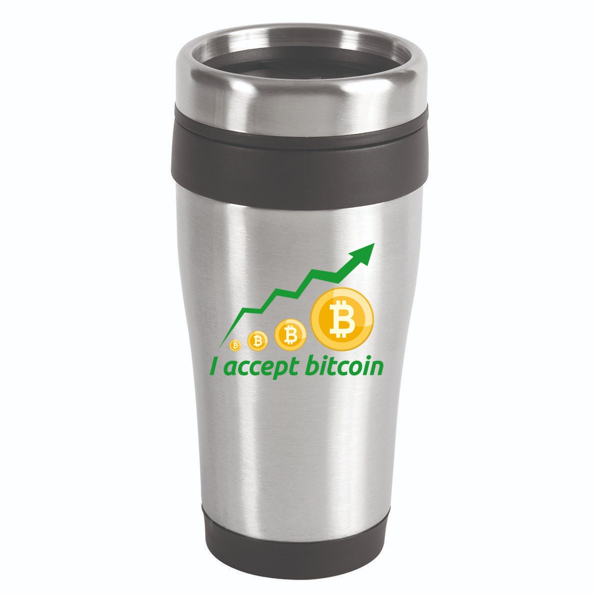 I Accept Bitcoin Graph Logo 16oz Travel Tumbler