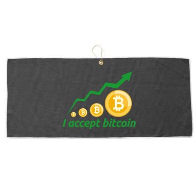 I Accept Bitcoin Graph Logo Large Microfiber Waffle Golf Towel
