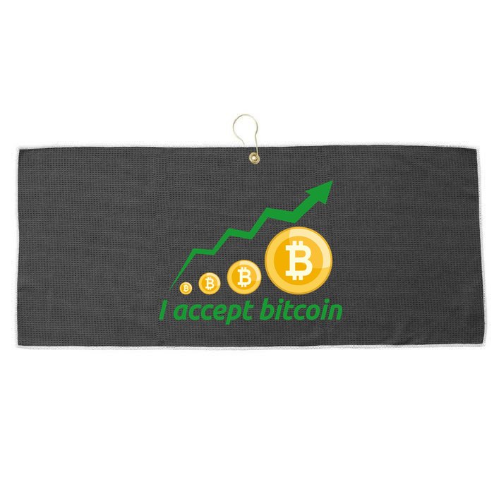 I Accept Bitcoin Graph Logo Large Microfiber Waffle Golf Towel