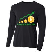I Accept Bitcoin Graph Logo Cooling Performance Long Sleeve Crew