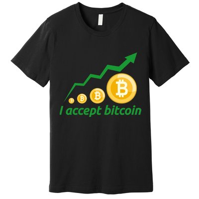 I Accept Bitcoin Graph Logo Premium T-Shirt