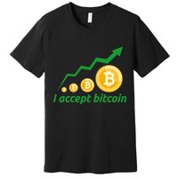 I Accept Bitcoin Graph Logo Premium T-Shirt