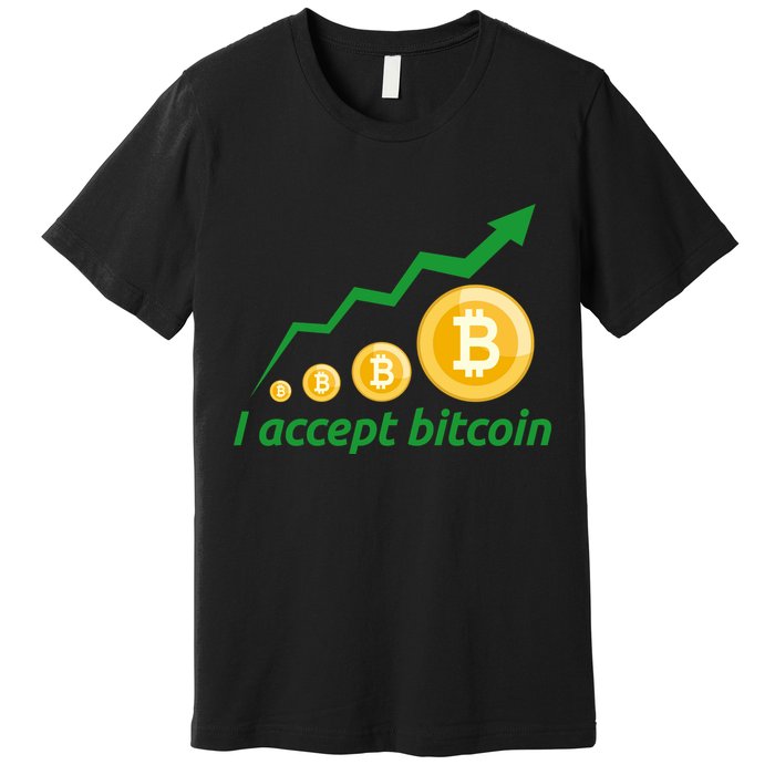 I Accept Bitcoin Graph Logo Premium T-Shirt