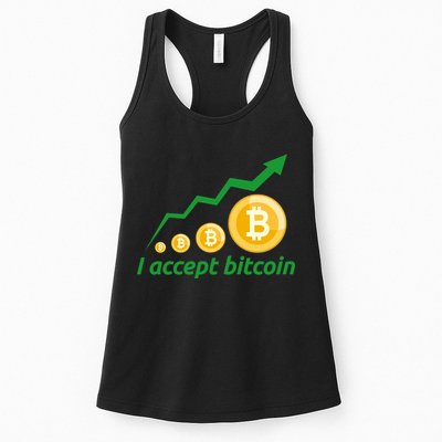 I Accept Bitcoin Graph Logo Womens Tank Top