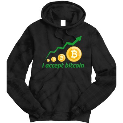I Accept Bitcoin Graph Logo Tie Dye Hoodie
