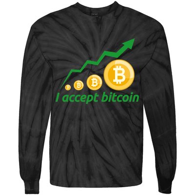 I Accept Bitcoin Graph Logo Tie-Dye Long Sleeve Shirt