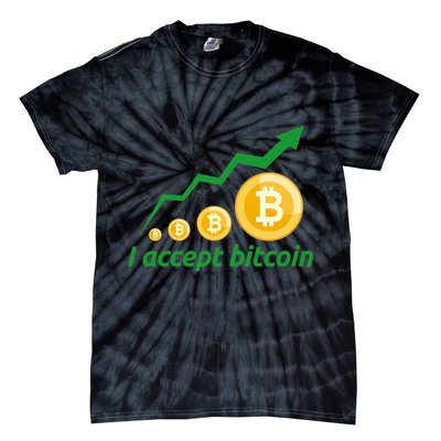 I Accept Bitcoin Graph Logo Tie-Dye T-Shirt