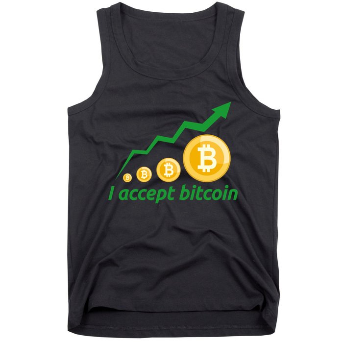 I Accept Bitcoin Graph Logo Tank Top