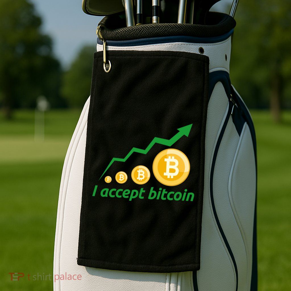 I Accept Bitcoin Graph Logo Golf Towel
