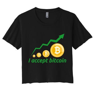 I Accept Bitcoin Graph Logo Crop Top