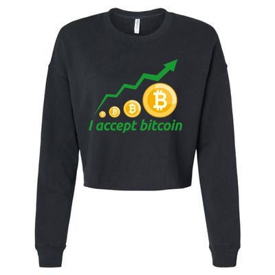 I Accept Bitcoin Graph Logo Cropped Pullover Crew