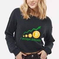 I Accept Bitcoin Graph Logo Cropped Pullover Crew